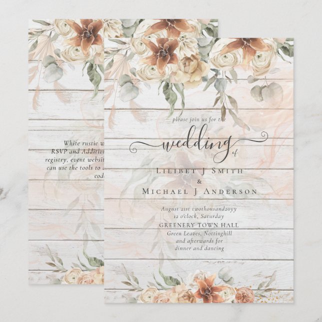 Terracotta Pampas Grass BOHO Wedding (Front/Back)