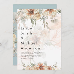 Terracotta Pampas Grass BOHO Wedding Invitation
