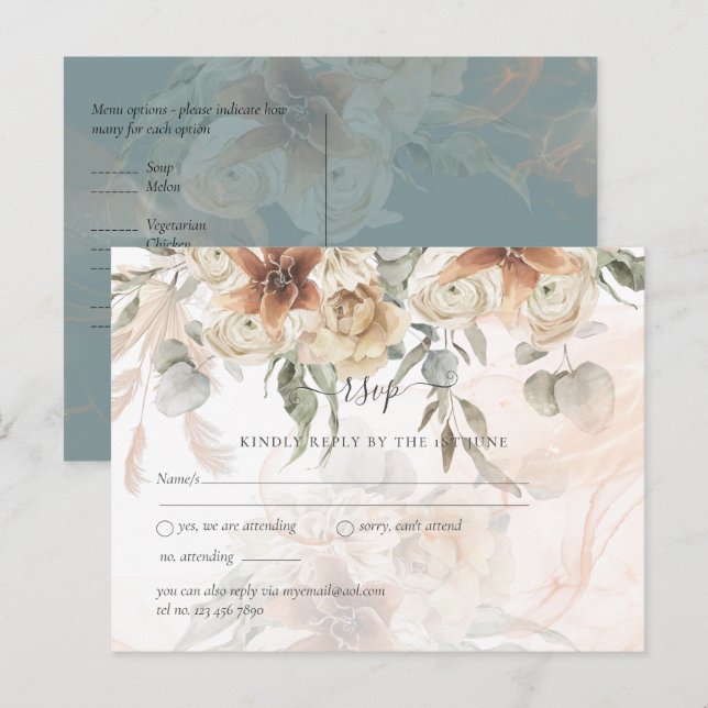 Terracotta Pampas Grass BOHO Wedding Postcard (Front/Back)