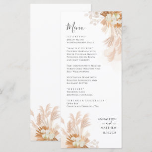 Terracotta Pampas Grass Botanical Wedding Menu
