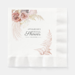 Terracotta Pampas Grass Dried Palms Bridal Shower Napkin