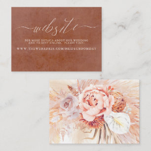 Terracotta Pampas Grass Floral Wedding Website Business Card