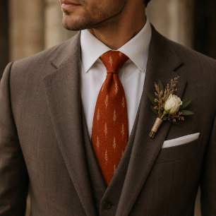 Terracotta Pampas Grass Luxury Wedding Tie