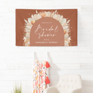 Terracotta pampas grass modern bridal shower  banner