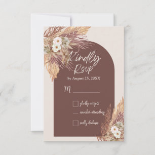 Terracotta Pampas Grass RSVP Card   Rustic Boho