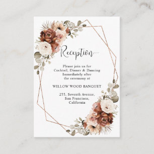 Terracotta Pampas Grass Rustic Geometric Wedding Enclosure Card