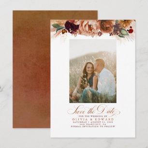 Terracotta Pampas Grass Save The Date Photo