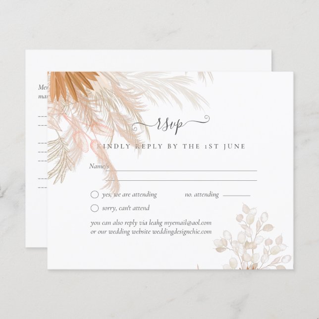 Terracotta Pampas Grass Tropical Wedding (Front/Back)