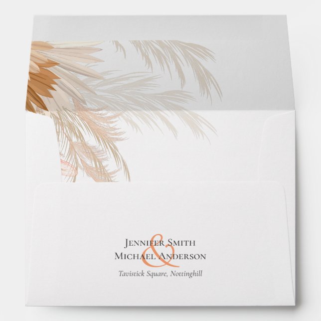 Terracotta Pampas Grass Tropical Wedding Envelope (Back (Bottom))