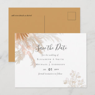 Terracotta Pampas Grass Tropical Wedding Postcard