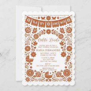 Terracotta Papel Picado Cielito Lindo Baby Shower Invitation