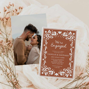 Terracotta Papel Picado Engagement Part Invitation