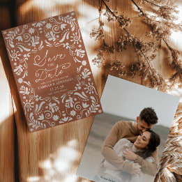 Terracotta Papel Picado Photo Save the Date