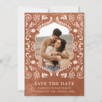 Terracotta Papel Picado Photo Save the Date