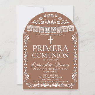 Terracotta Papel Picado Primera Comunión Arch Invitation