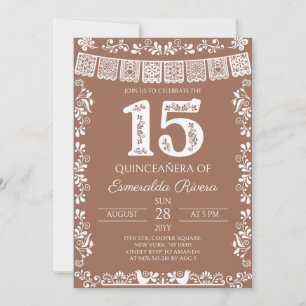 Terracotta Papel Picado Quinceañera 15th Birthday Invitation