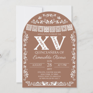 Terracotta Papel Picado Quinceañera 15th Birthday Invitation