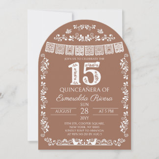 Terracotta Papel Picado Quinceañera 15th Birthday Invitation