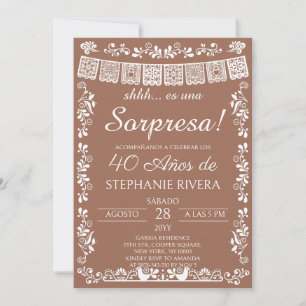Terracotta Papel Picado Surprise 40th Birthday Invitation