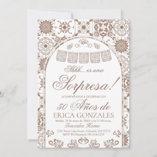 Terracotta Papel Picado Surprise 50th Birthday Invitation