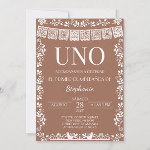 Terracotta Papel Picado UNO First Girl Invitation