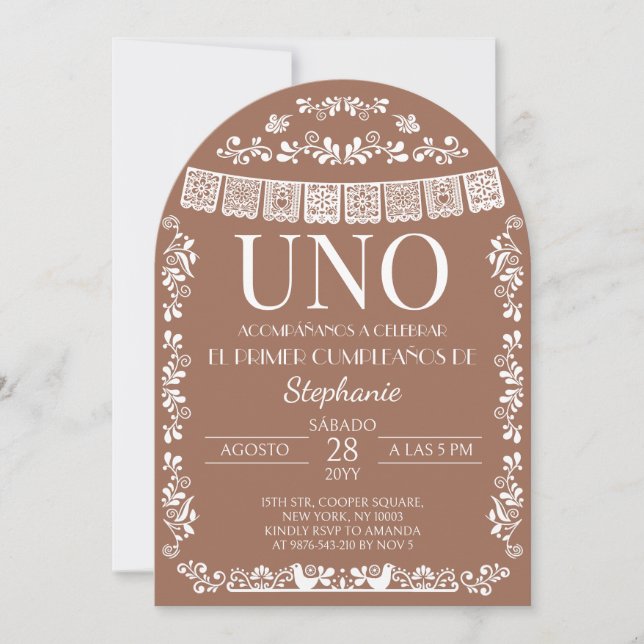 Terracotta Papel Picado UNO First Girl Invitation (Front)