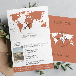 Terracotta Passport Destination Wedding Invitation
