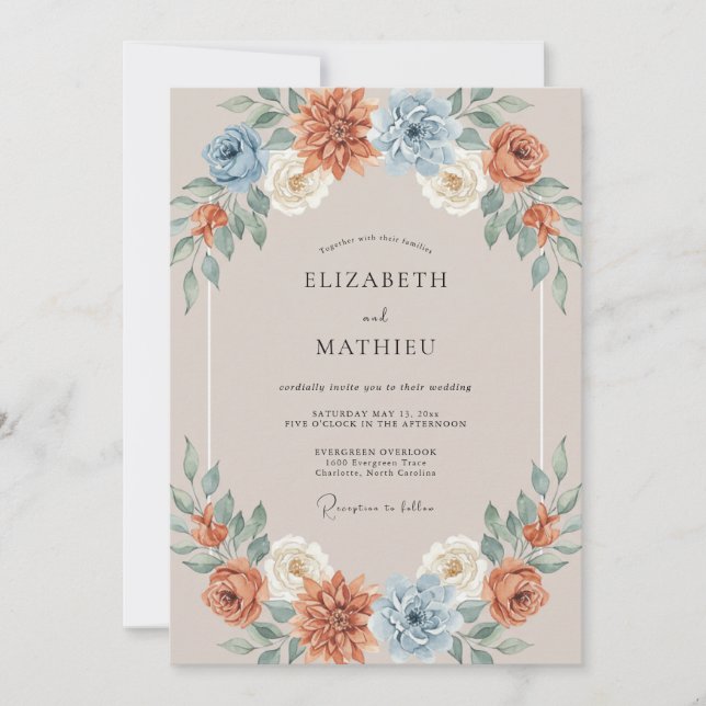 Terracotta Pastoral Autumn Wedding Invitation (Front)