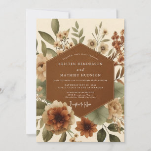 Terracotta Pastoral Bloom Wedding Invitation
