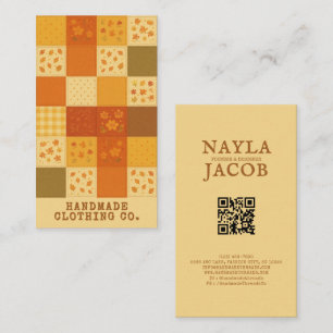 Terracotta Patchwork Quilt Rustic Farmhouse Floral Business Card
