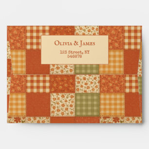 Terracotta Patchwork Quilt Rustic Farmhouse Floral Envelope