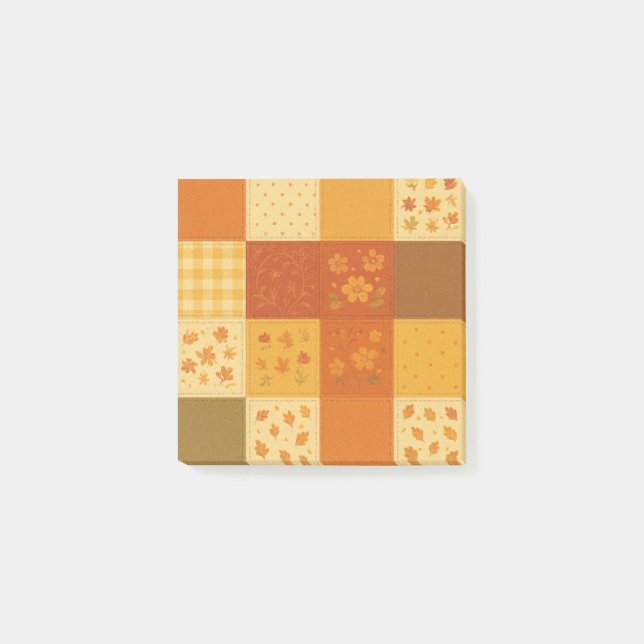 Terracotta Patchwork Quilt Rustic Farmhouse Floral Post-it Notes (Front)