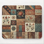 Terracotta Patchwork Quilt Rustic Floral Desk  Mouse Mat<br><div class="desc">Brighten your workspace with this terracotta quilt and patchwork mouse pad,  featuring a colourful watercolor floral design and cosy retro vintage charm. Ideal for seamstresses,  crafters,  and creative minds who love elegant,  girly,  and unique desk accessories. A perfect gift or upgrade for spring,  summer,  autumn,  or fall seasons.</div>