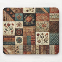 Terracotta Patchwork Quilt Rustic Floral Desk 