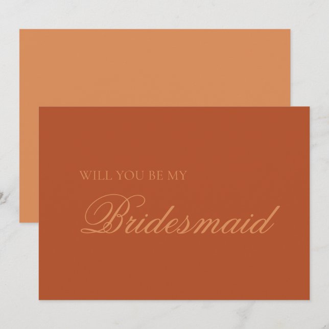 Terracotta & Peach Boho Modern Bridesmaid Proposal Card (Front/Back)