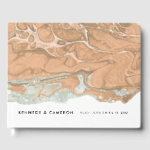 Terracotta Peach & Mint Minimalist Marble Guest