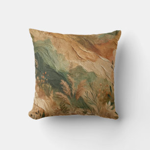 Terracotta Peach Pressed Flowers Boho Cushion