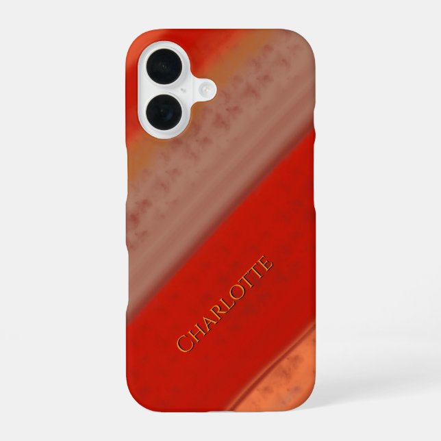 Terracotta Peach Stripes Custom Name  iPhone 16 Case (Back)