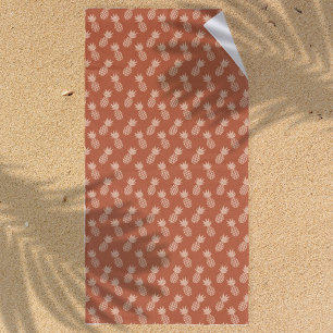 Terracotta & Peach Tropical Pineapple Pattern Beach Towel