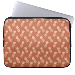 Terracotta & Peach Tropical Pineapple Pattern Laptop Sleeve