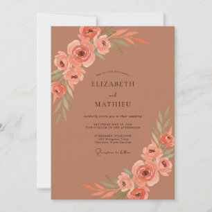 Terracotta Peony Wedding Invitation