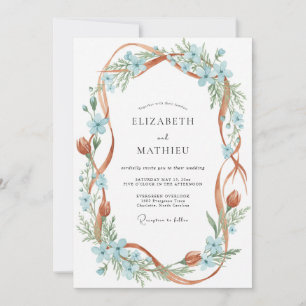 Terracotta Periwinkle Vine Wedding Invitation