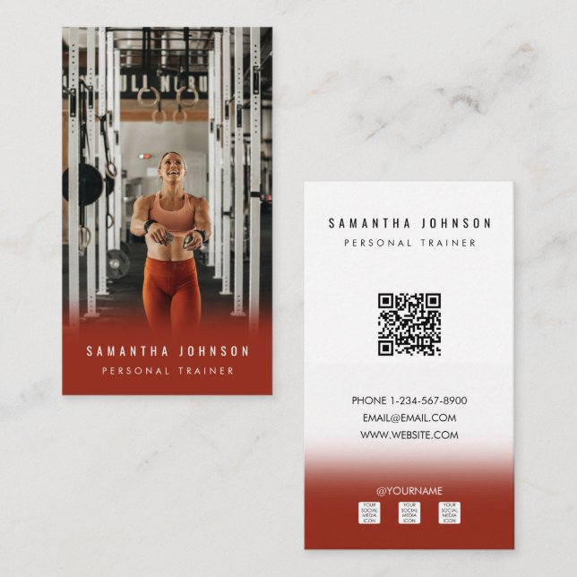 Terracotta Personal Trainer Fitness Athlete Photo  Business Card (Front/Back)