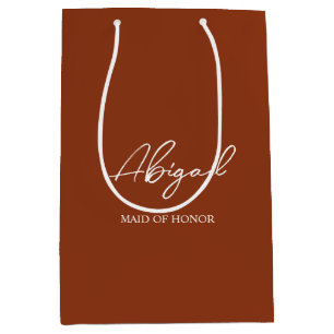 Terracotta Personalised Boho Wedding Party Name Medium Gift Bag