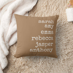 Terracotta Personalised Family Names Monogram Cushion