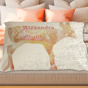 Terracotta Personalised Girl Room Fox Wood Texture Pillowcase