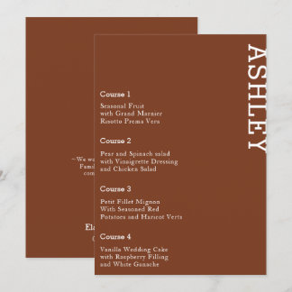 Terracotta Personalised Guest Name Wedding Menu