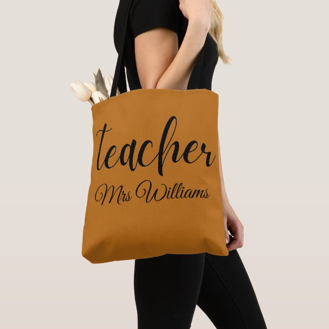 Terracotta Personalised Teacher  Tote Bag (Close Up)
