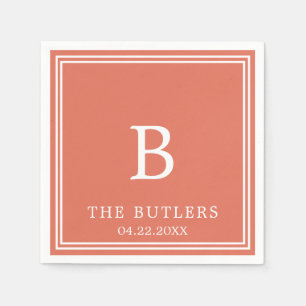 Terracotta Personalised Wedding Cocktail Napkins