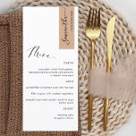 Terracotta Personalised with Guest Name Elegant Menu<br><div class="desc">Why spend in place cards and menu cards when you can have an elegant All-in-one elegant Menu personalised with each guest name! Contemporary, simple and elegant design with beautiful modern hand written calligraphy. Stripe on the top right corner in terracotta tone with guest name in black. Back in same terracotta...</div>